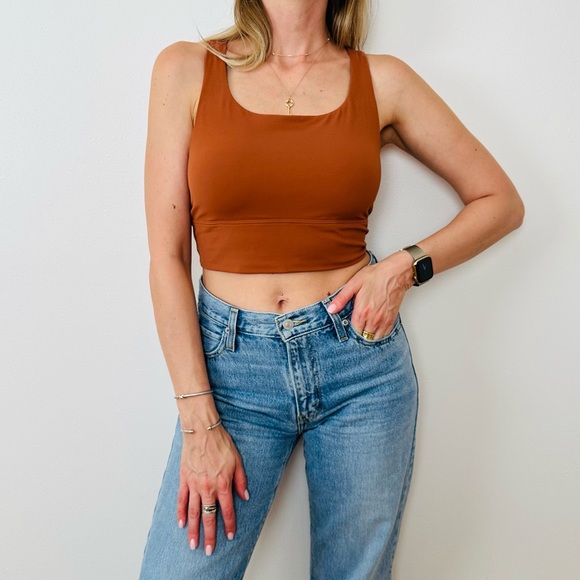 New Athleta Transcend Wrap Longline Bra Wrap Tie Light Impact top cooper color - Picture 2 of 7